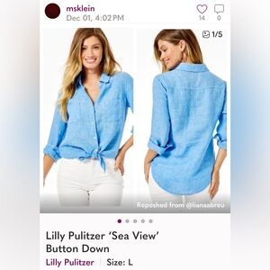 Lilly Pulitzer Sea View Blue Button Down Shirt